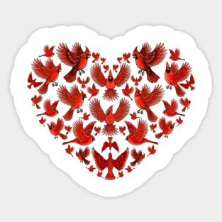 Red Cardinal bird heart love you Sticker